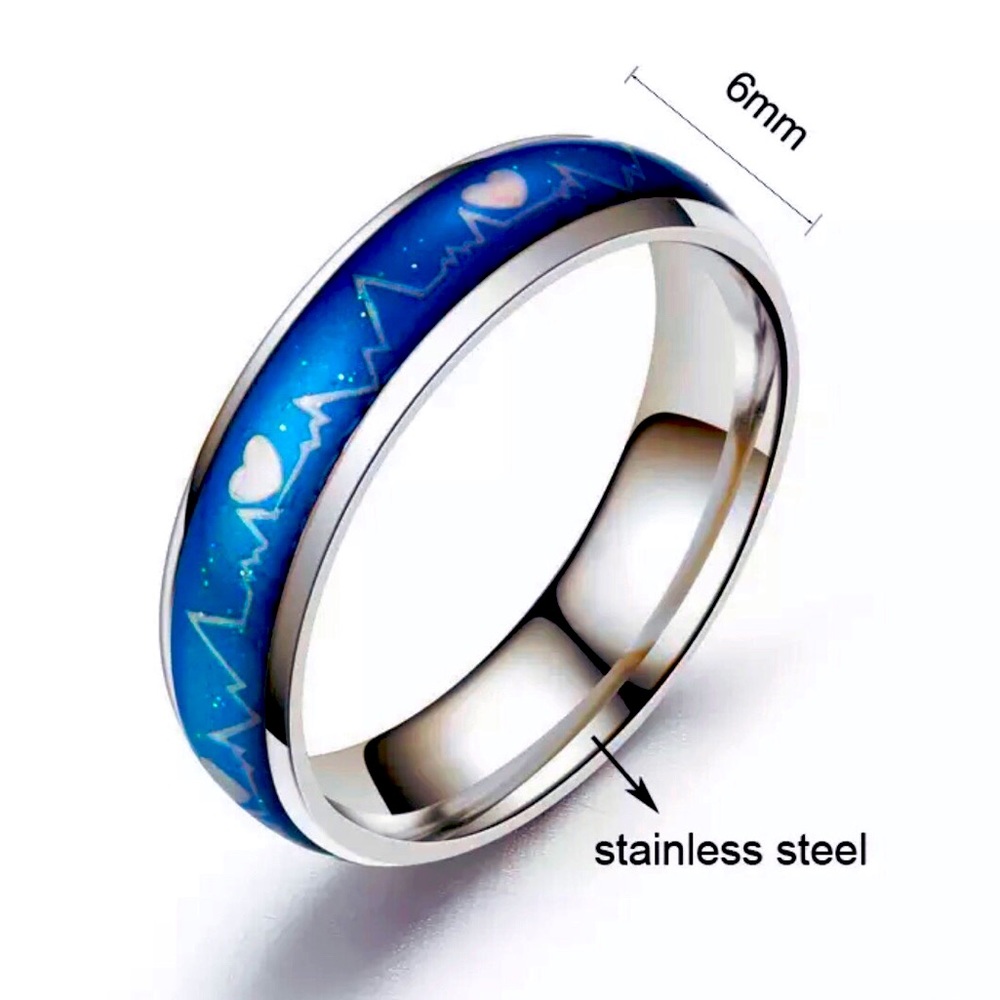 Stainless Steel Heartbeat Ring Men / Women - Picture 2 of 4